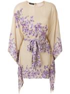 Twin-set Floral Print Belted Dress - Nude & Neutrals