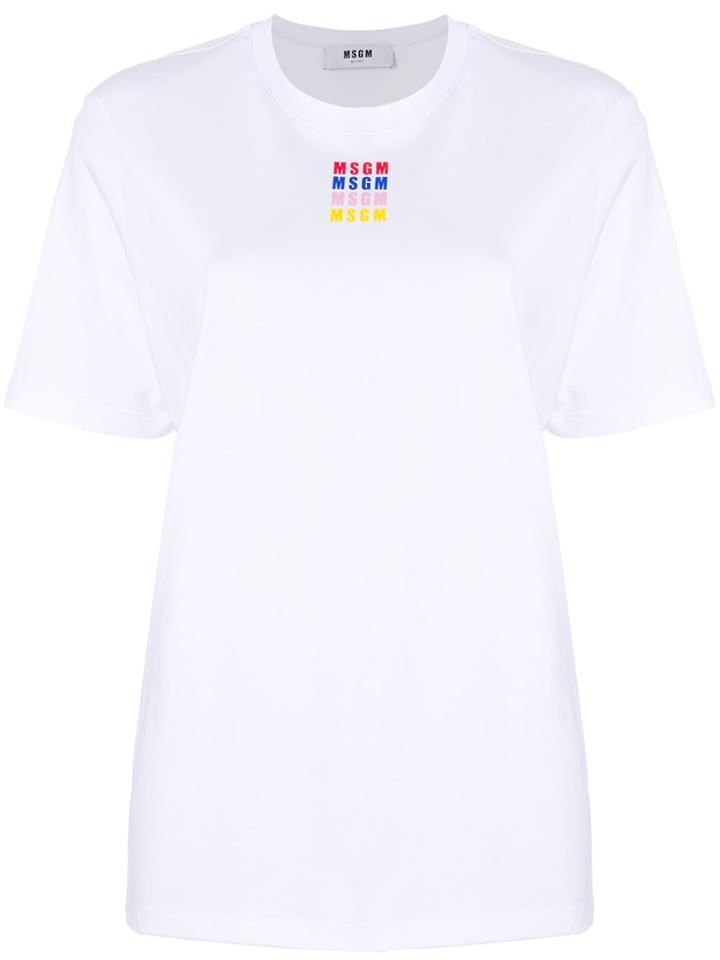 Msgm Oversize Branded T-shirt - White