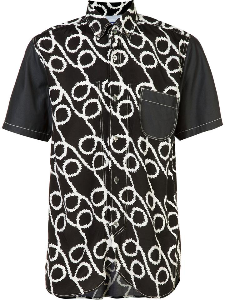 Junya Watanabe Comme Des Garçons Printed Panel Shirt, Men's, Size: Medium, Black, Rayon/cotton