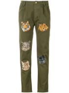 History Repeats - Animal Patch Track Pants - Women - Cotton - 40, Women's, Green, Cotton