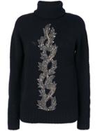 Jo No Fui Bead Embroidery Turtleneck Jumper - Blue
