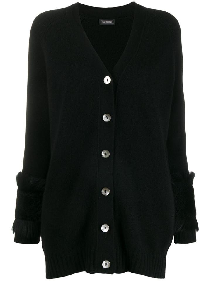 Simonetta Ravizza Fur Trimmed Cardigan - Black