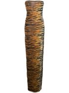 Alexandre Vauthier Tiger Print Fitted Dress - Brown