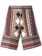Maison Flaneur Intarsia Knit Shorts, Men's, Size: 50, Blue, Cotton/viscose