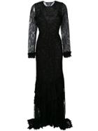Roberto Cavalli Open Back Lace Gown - Black