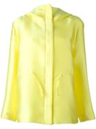 P.a.r.o.s.h. Concealed Fastening Hooded Jacket, Women's, Yellow/orange, Silk/polyester