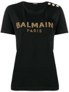 Balmain Bead Embroidered Logo T-shirt - Black