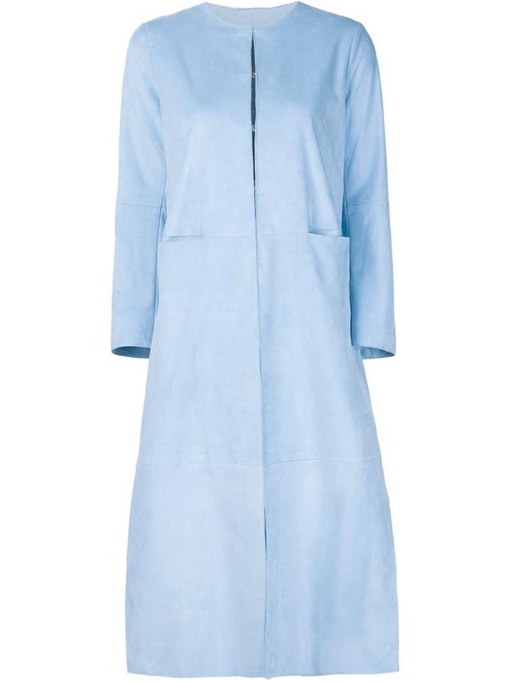 Adam Lippes Panelled Coat, Women's, Size: Xs, Blue, Suede