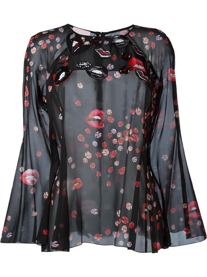 Giamba Lips Printed Bell Sleeves Blouse