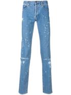 Givenchy Ripped Straight Leg Jeans - Blue