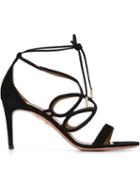 Aquazzura Gigi 75 Sandals, Women's, Size: 38, Black, Leather/suede