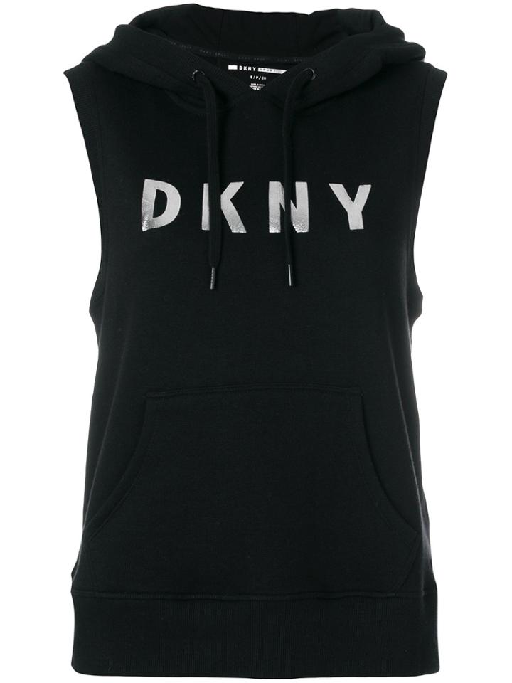 Dkny Sleeveless Logo Hoodie - Black