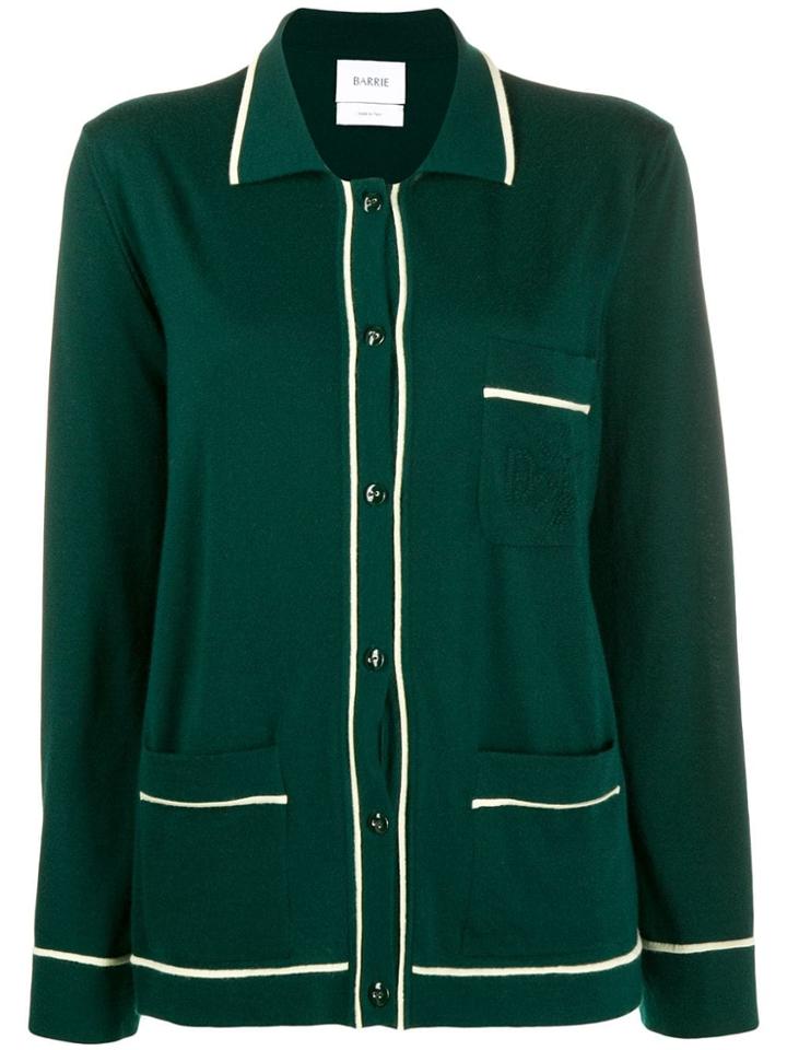 Barrie Piped Cashmere Cardigan - Green