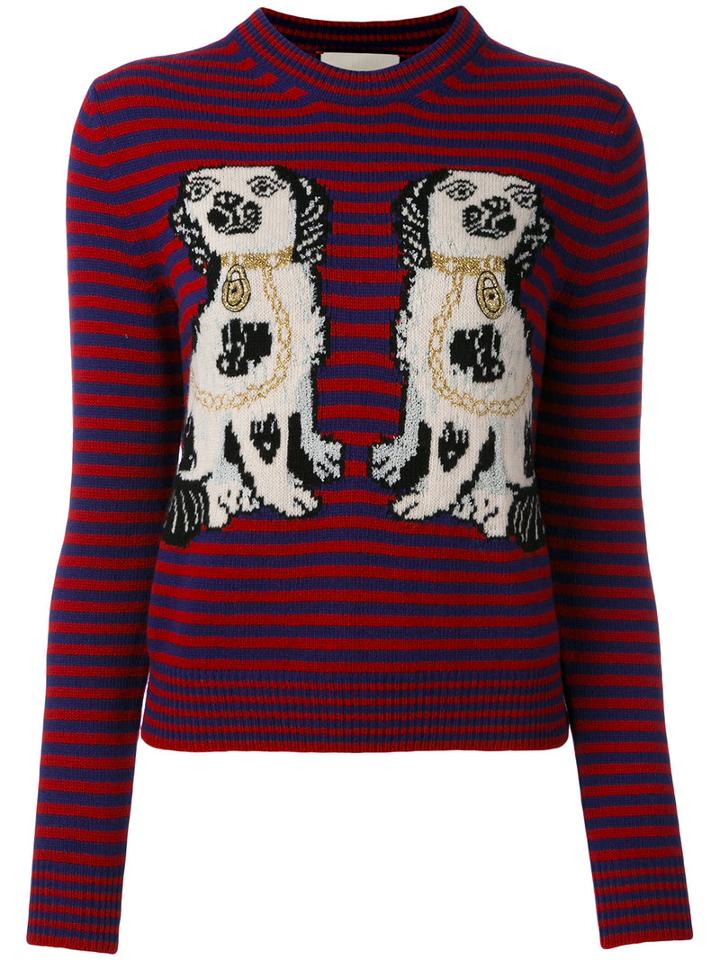 Gucci - Dog Patch Stripe Top - Women - Wool - S, Red, Wool