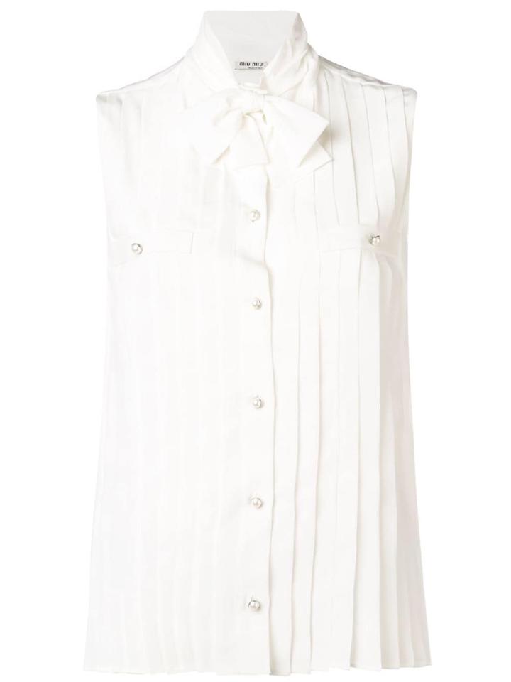 Miu Miu Pleated Style Shirt - White