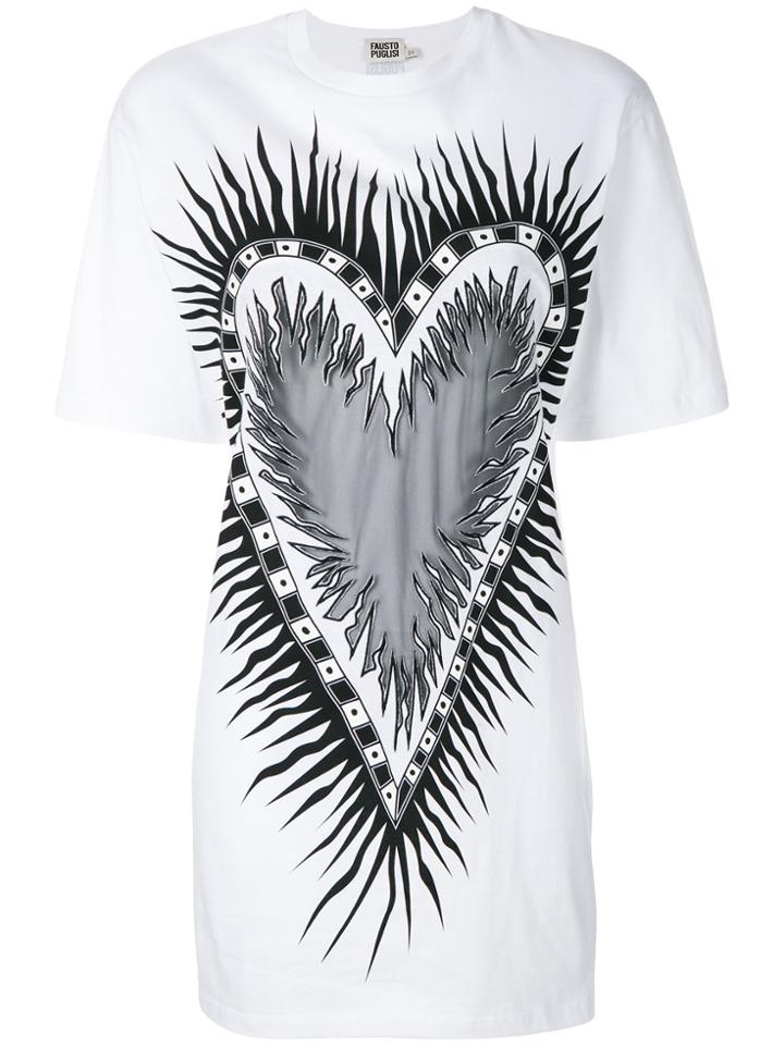Fausto Puglisi Flaming Heart Oversised T-shirt - White