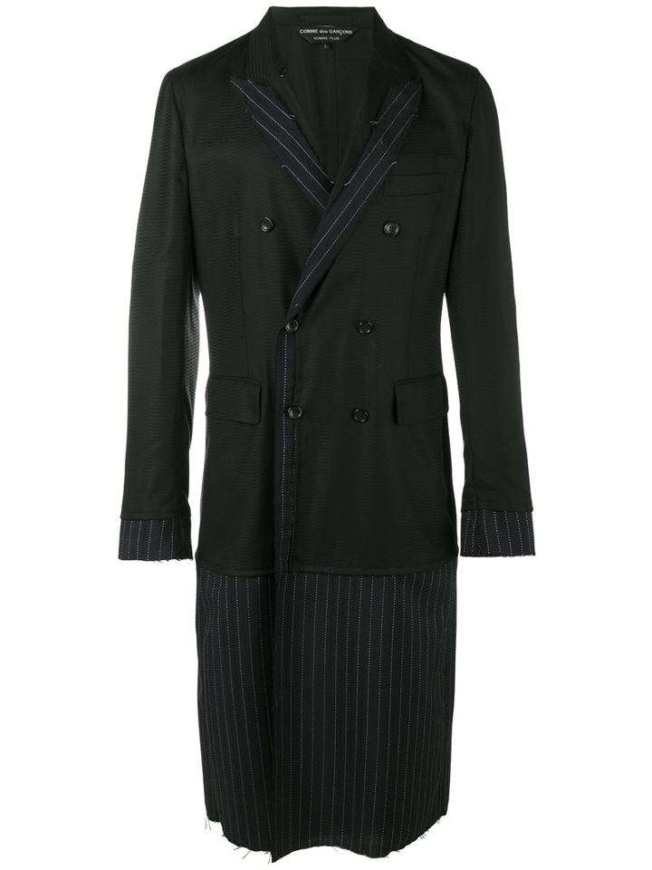 Comme Des Garçons Homme Plus Stripe Overcoat, Men's, Size: Small, Black, Wool/silk