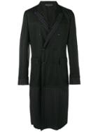 Comme Des Garçons Homme Plus Stripe Overcoat, Men's, Size: Small, Black, Wool/silk