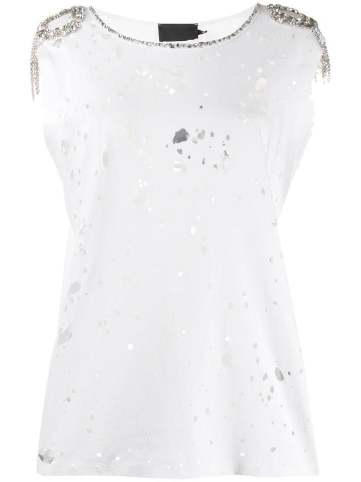 Philipp Plein Ripped Detail T-shirt - White