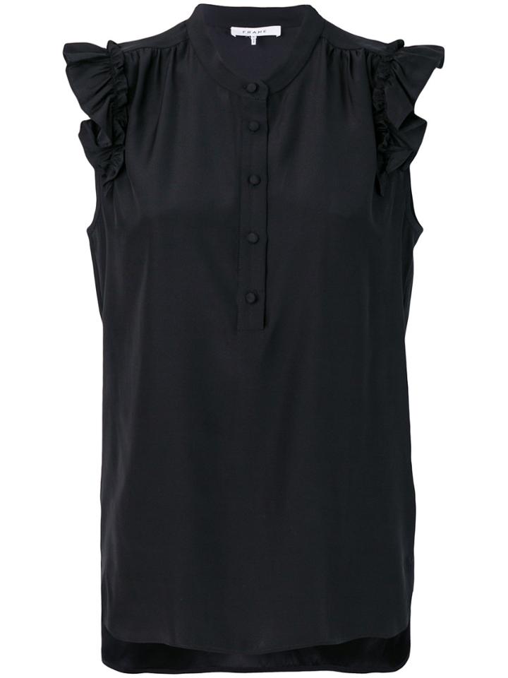 Frame Denim Ruffle Sleeves Top - Black