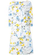 Salvatore Ferragamo Floral Print Shift Dress, Women's, Size: 40, White, Cotton/acetate/silk