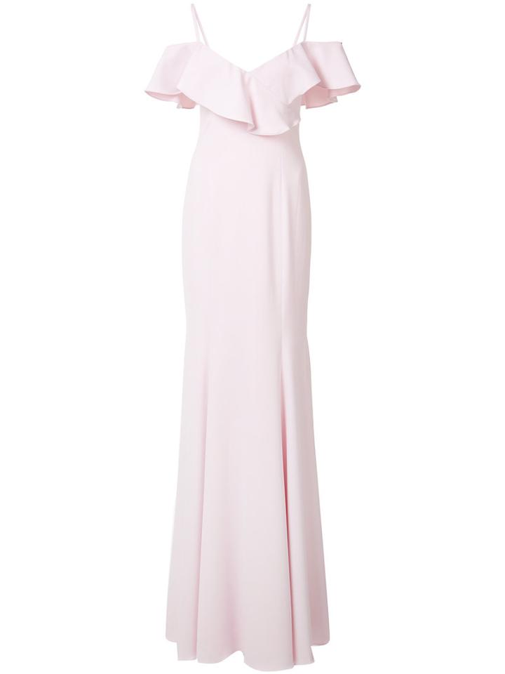 Jay Godfrey Ruffled Off-shoulders Gown, Women's, Size: 4, Pink/purple, Polyester/spandex/elastane