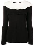 Red Valentino Frill-trim Contrast Sweater - Black