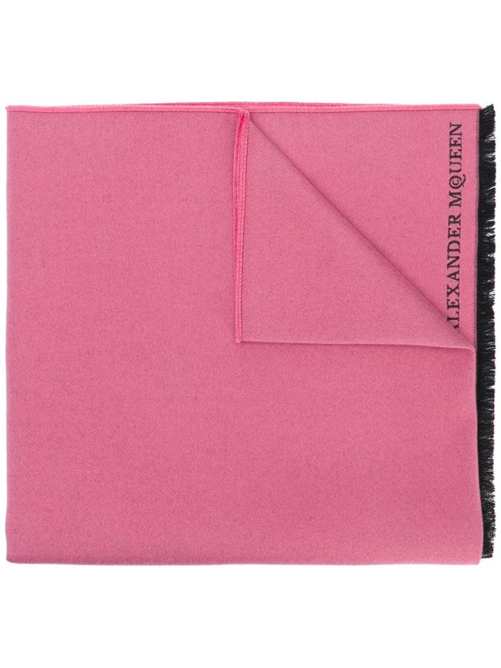 Alexander Mcqueen Bird Embroidered Scarf - Pink & Purple