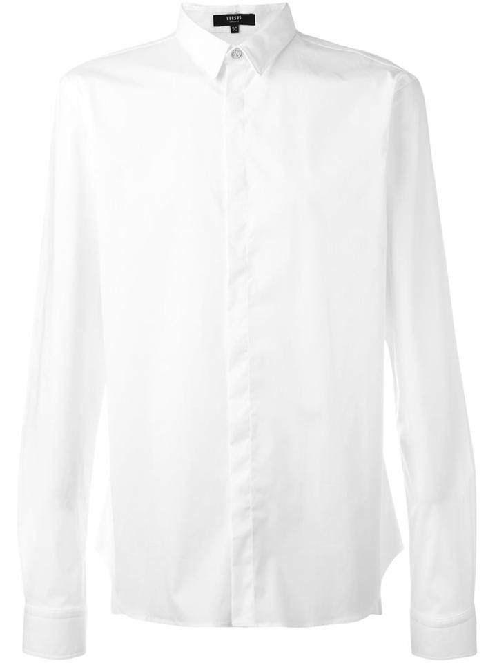 Versus Roulette Lion Head Patch Shirt, Men's, Size: 52, White, Cotton/spandex/elastane