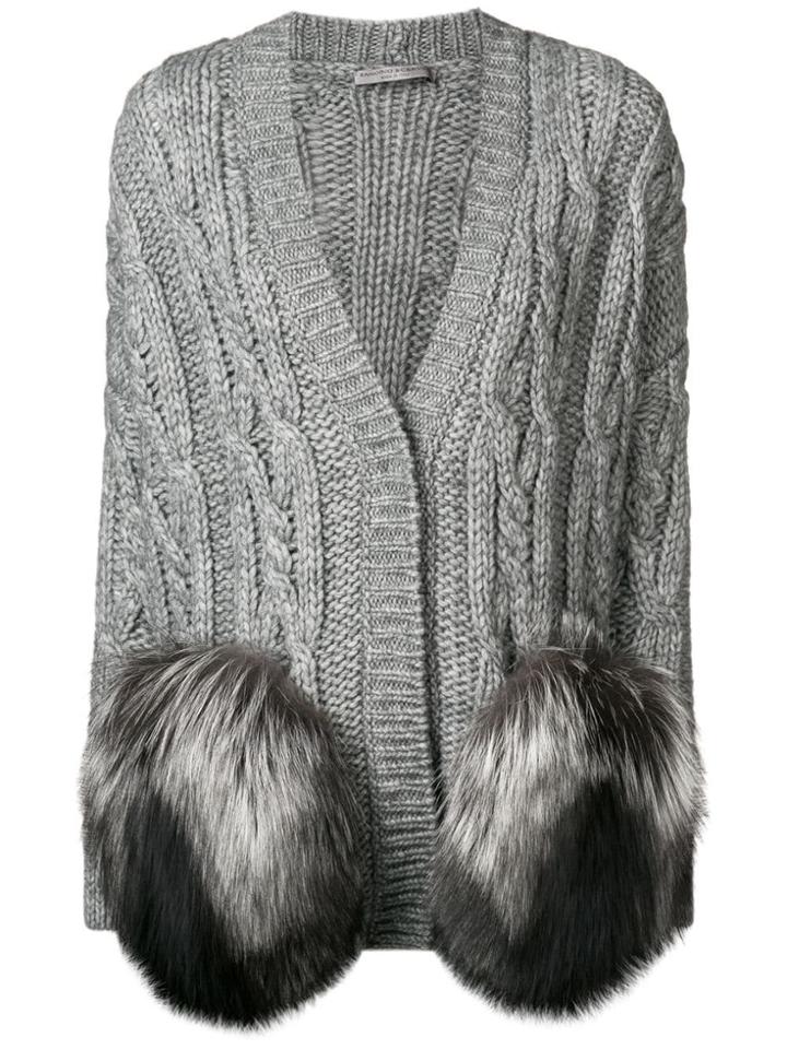 Ermanno Scervino Fur Pocket Cardigan - Grey