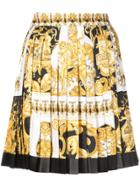 Versace Pleated Barocco Print Skirt - Yellow & Orange