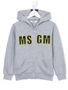 Msgm Kids Logo Print Hoodie, Boy's, Size: 12 Yrs, Grey