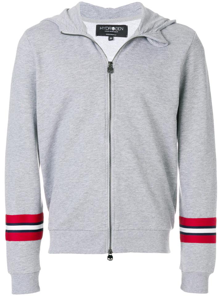 Hydrogen Striped Cuffs Hoodie - Grey