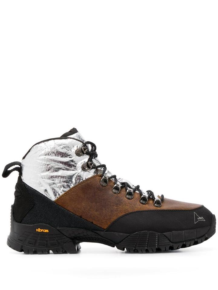 Roa Colour Block Lace-up Boots - Brown
