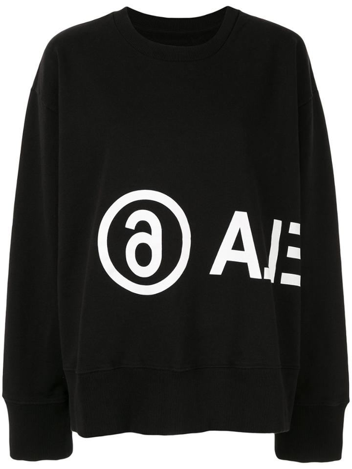 Mm6 Maison Margiela Contrasting Logo Printed Sweatshirt - Black