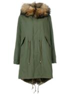 Furs66 - Classic Parka Coat - Women - Cotton/leather/rabbit Fur/racoon Fur - 42, Green, Cotton/leather/rabbit Fur/racoon Fur