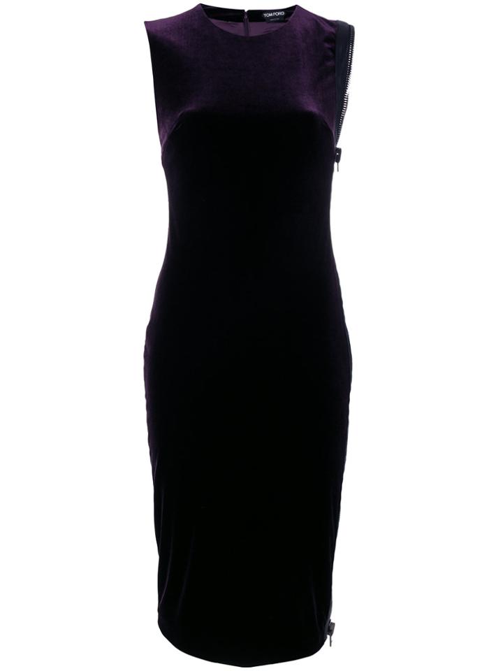 Tom Ford Velvet Side Zip Dress - Pink & Purple