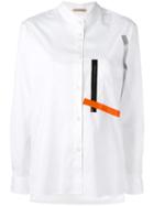 Christopher Kane Long Sleeve Shirt With Tape, Women's, Size: 40, White, Cotton/polyamide/spandex/elastane