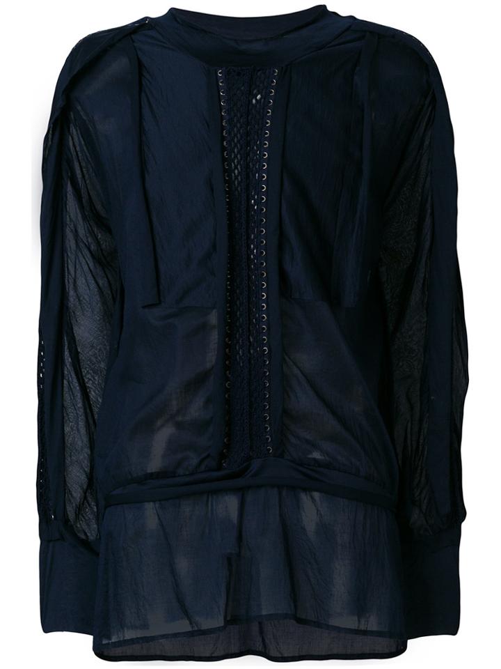 Di Liborio Panelled Semi-sheer Shirt - Blue