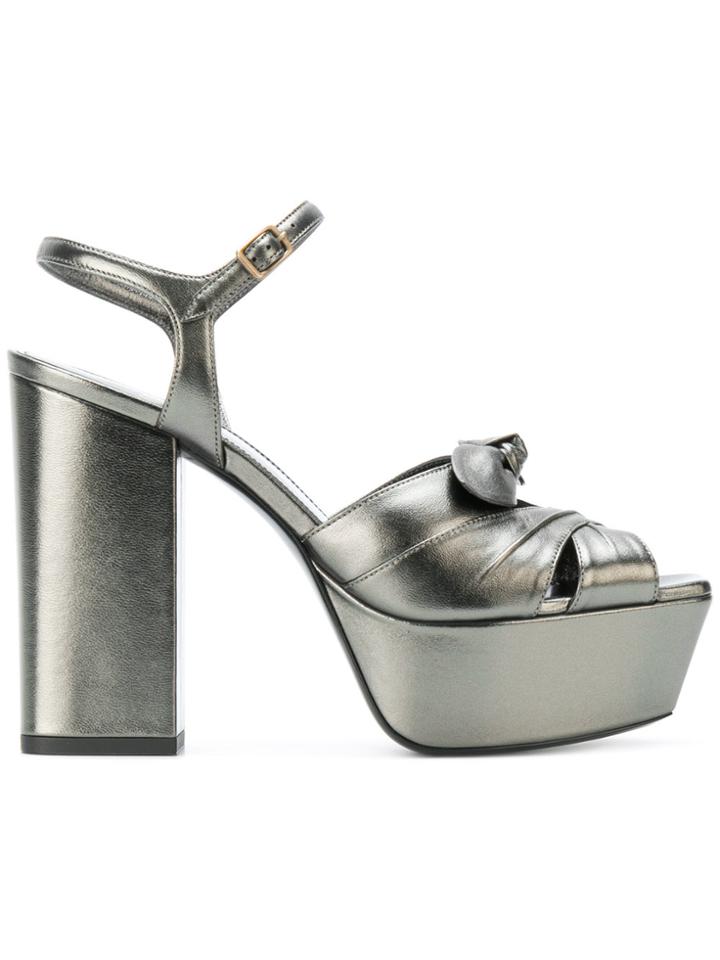 Saint Laurent Farrah Bow Sandals - Grey