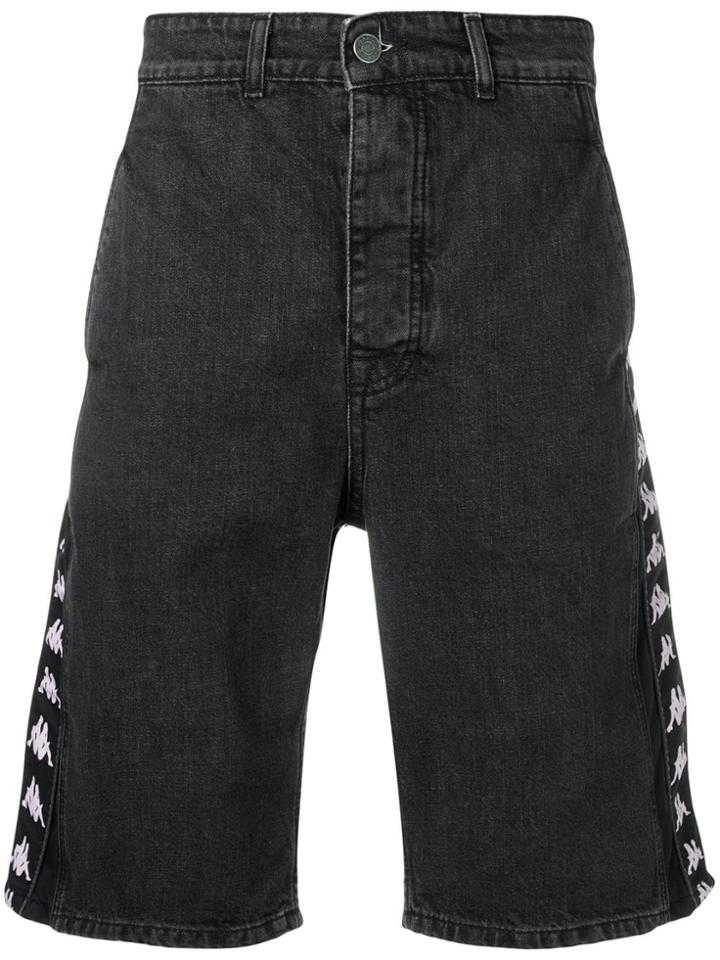 Kappa Denim Logo Trim Shorts - Black