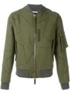 Valentino Star Motif Bomber Jacket, Men's, Size: 46, Green, Cotton/polyamide/spandex/elastane/virgin Wool