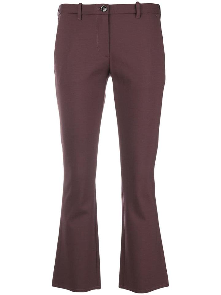 Nine In The Morning Flared Cropped Trousers - Pink & Purple