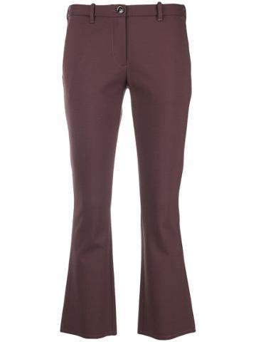 Nine In The Morning Flared Cropped Trousers - Pink & Purple