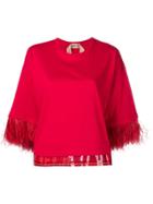 Nº21 Feather Trim Top - Red