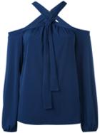 Michael Michael Kors - Halterneck Blouse - Women - Polyester/spandex/elastane - L, Blue, Polyester/spandex/elastane