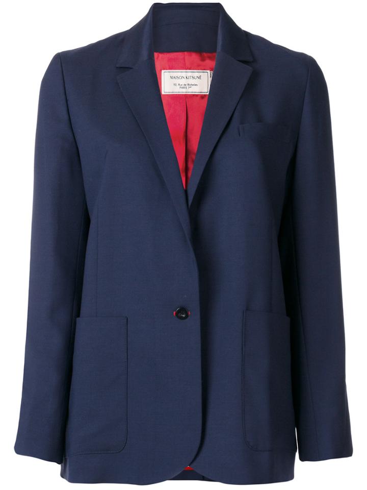 Maison Kitsuné Plain Patched Pocket Jacket - Blue