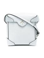 Manu Atelier Mini Crocodile Effect Pristine Cross Body Bag - White