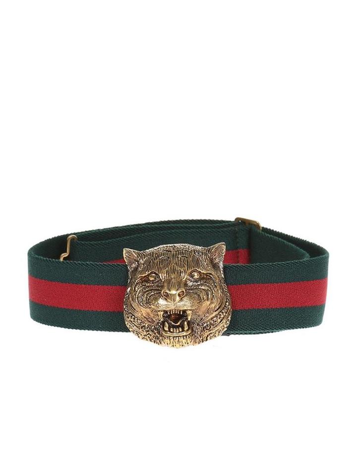 Gucci Feline Head Belt, Women's, Size: 75, Green, Metal (other)