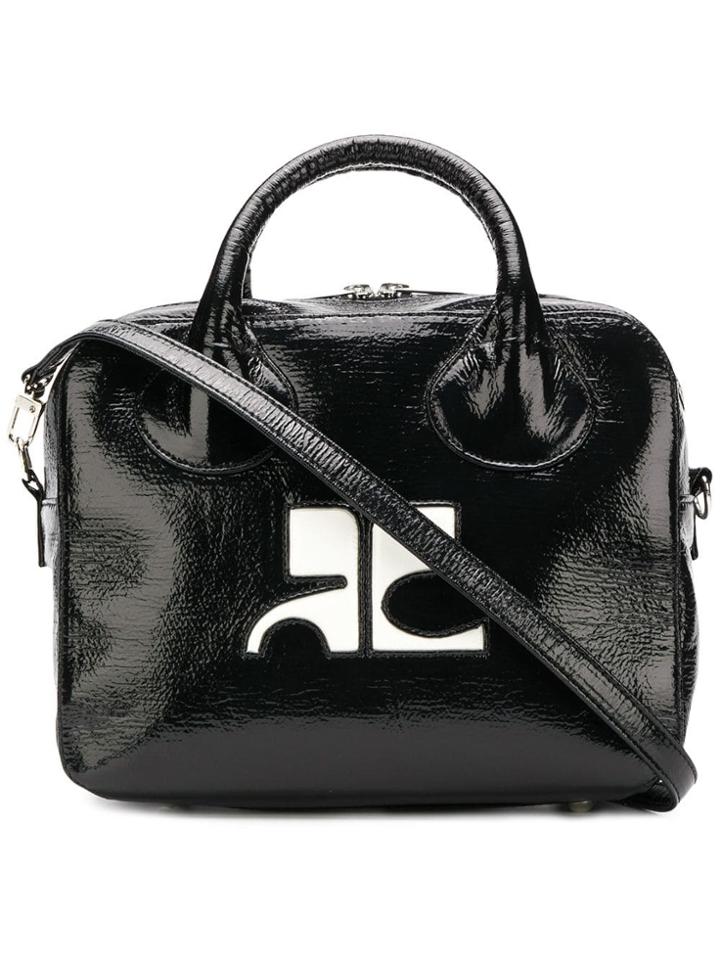 Courrèges Contrast Logo Tote Bag - Black